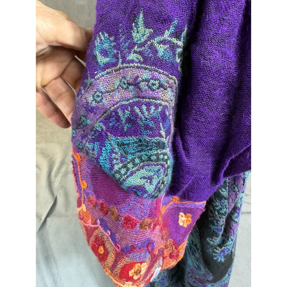Soft‎ Surroundings Embroidered Wool Patchwork Jacket Boho Ethnic Lightweight 1X - Picture 13 of 16